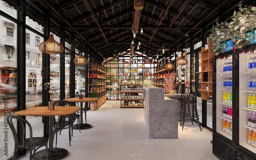 3d render food shop store grocery supermarket