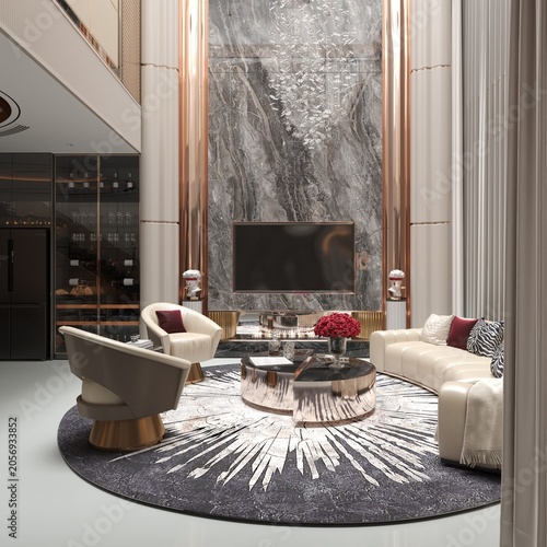 modern living room, 3d render