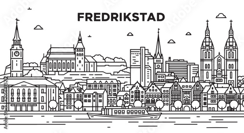 Bild auf Leinwand Fredrikstad Skyline Vector Illustration