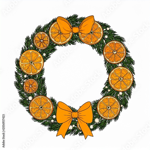 Festive citrus and pine wreath