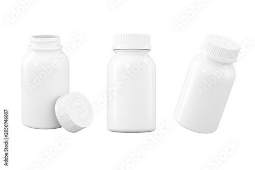 Supplement bottle set mockup_3d rendering on transparent background