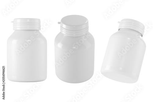 Supplement bottle set mockup_3d rendering on transparent background