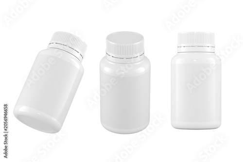 Supplement bottle set mockup_3d rendering on transparent background