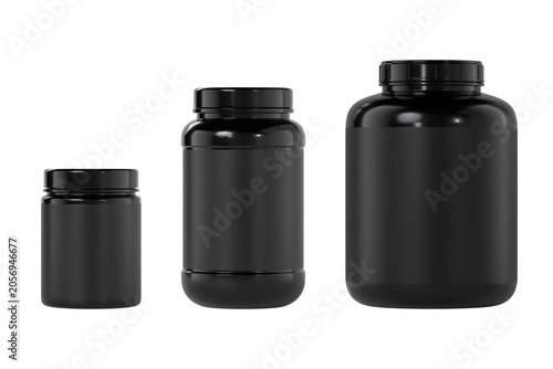 Protein Jar bottle set mockup 3d rendering on transparent background