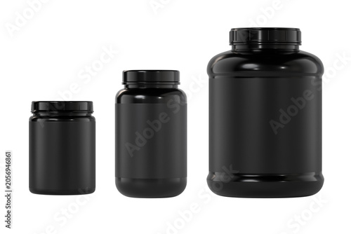 Protein Jar bottle set mockup 3d rendering on transparent background
