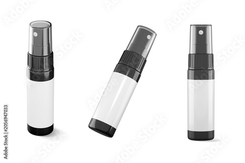 Spray bottle set mockup_3d rendering on transparent background