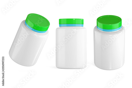 Supplement bottle set mockup_3d rendering on transparent background