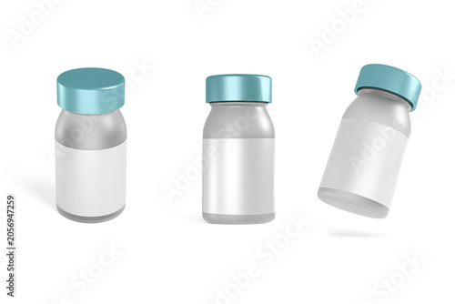 Supplement bottle set mockup_3d rendering on transparent background