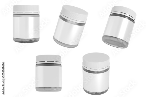 Wide jar bottle set mockup 3d rendering