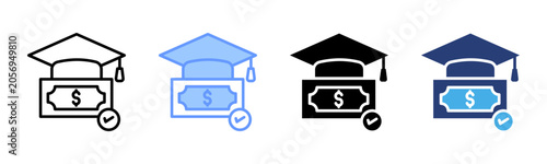 Scholarship icon set multiple style collection