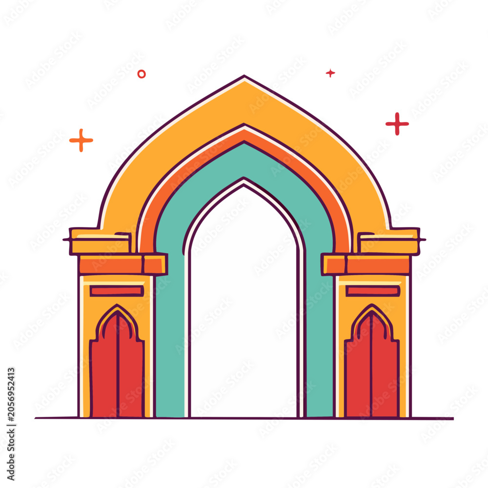 Fototapeta premium Flat color church illustration with cross