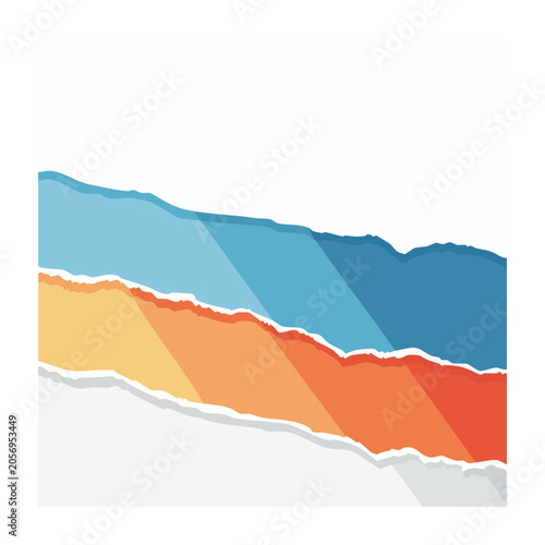 Abstract geometric wave design in blue orange yellow red