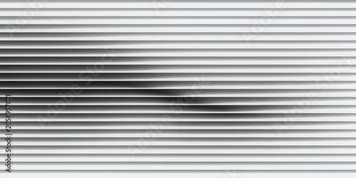 Abstract black and white horizontal lines background with dynamic wave distortion effect. Modern 3D linear pattern graphic backdrop for design.