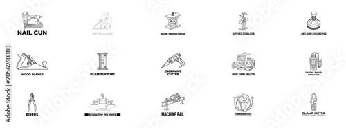 Photos Industrial Construction Tools Icon Set