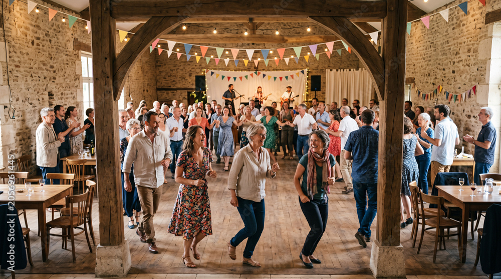 Fototapeta premium Bal populaire dans une salle décorée de guirlandes festives