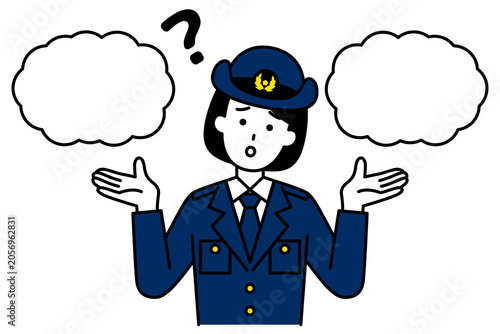 Foto 二つの選択肢を迷っている女性警察官