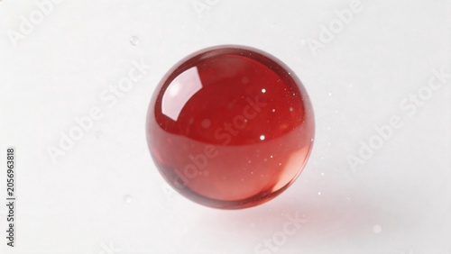 Red glass sphere on white background