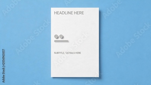 White card with text on blue background
