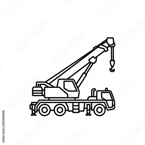 Mobile crane illustration for construction equipment and heavy lifting icon design