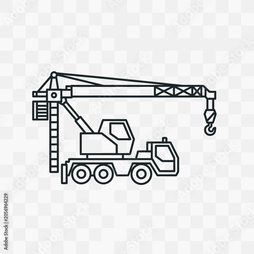 Mobile crane truck outline icon construction site heavy machinery