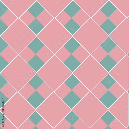 seamless geometric pattern with soft pink and green diamond