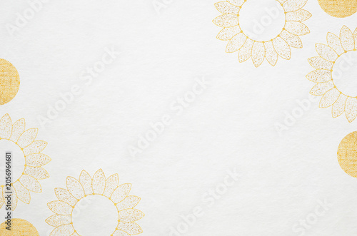 Japanese modern pattern washi paper background. Japanese Washi paper texture featuring an abstract sunflower design.