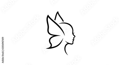 Schilderij op canvas Black and white fairy head profile.