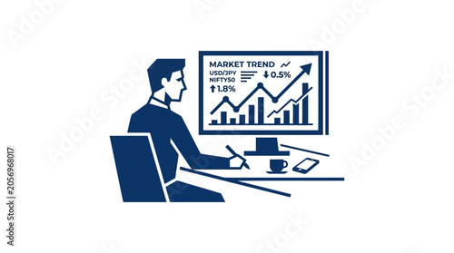 Businessman Working on Computer Desktop.