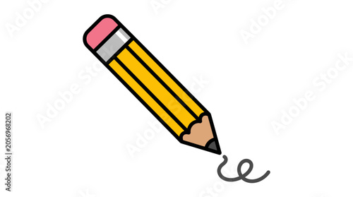 Colorful cartoon drawing of pencil.