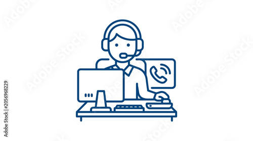 Customer service representative wearing headset.