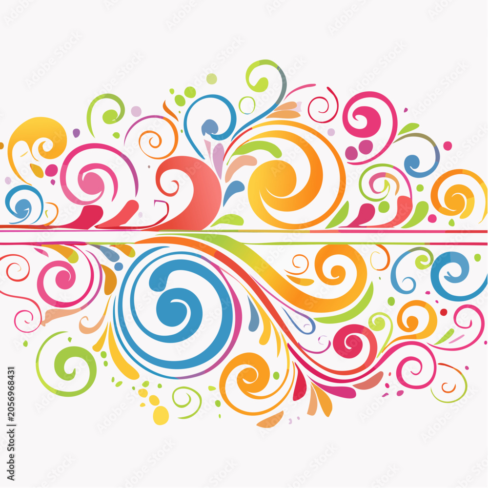 Fototapeta premium Colorful Swirls and Flourishes Border Design