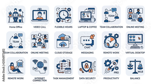 Business icons on white background.