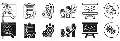 Schilderij op canvas Crisis management icon set