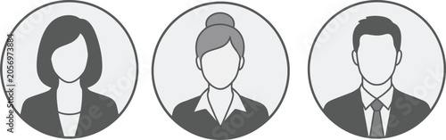 Business people avatar profile picture placeholder circle icon set with businessman and businesswoman vector illustration