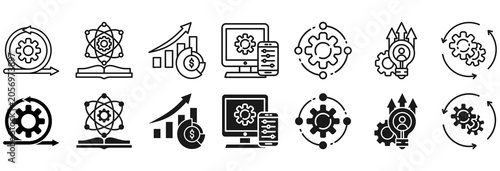 Scrum development icon set. Software and iterative symbol