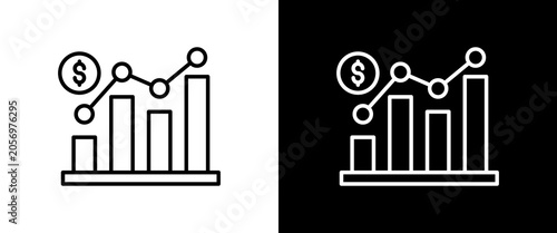 Stock Market white and black icon set design