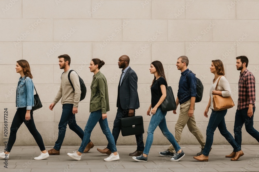 Obraz premium Diverse group walking together.
