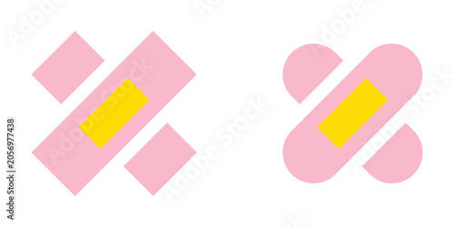 Fényképezés Modern abstract geometric bandied illustrations in pink and yellow for healthcar