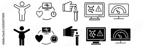 Symptoms of Metabolic Syndrome icon set. Low HDL-Cholesterol and Visceral Obesity symbol. Vector illustration.