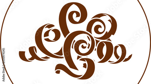 Quadro su tela Abstract brown wood shavings curls from planing timber.
