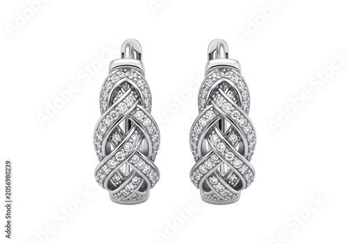Pair of sparkling blue diamond drop earrings with clear gemstones