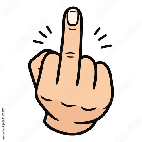Foto middle finger hand gesture sign angry emotion aggressive flat color vector illus