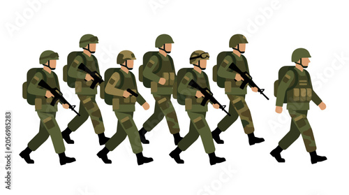 Bild auf Leinwand Soldiers in military uniform marching.
