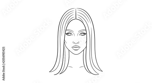 Canvastavla Woman face with long hair portrait.