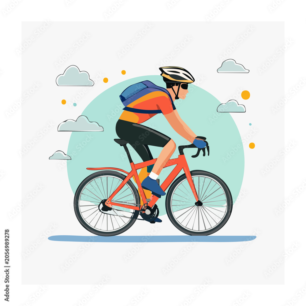 Fototapeta premium Flat design cyclist on bicycle