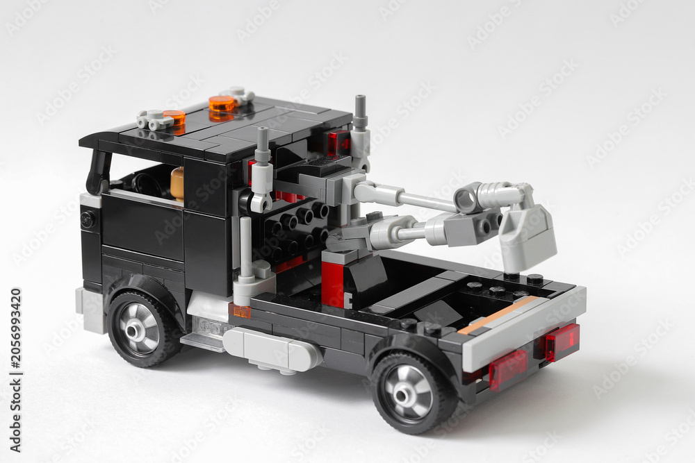 Fototapeta premium Lego black tow truck toy