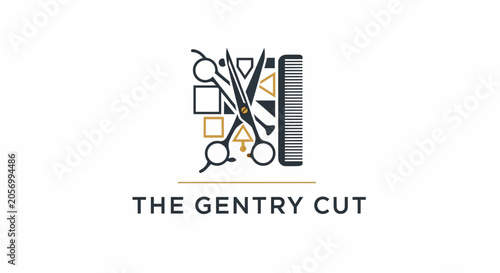 Slika na platnu The Gentry Cut logo with scissors.