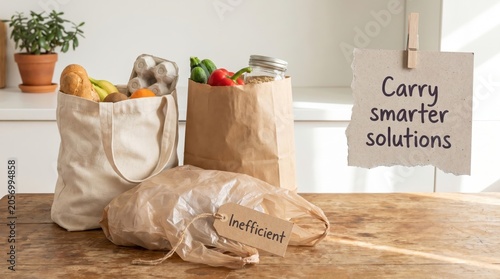 Inefficient Plastic Bag vs. Sustainable Options for No Plastic Day