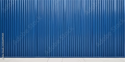 Tableau sur toile Blue corrugated blue metal texture background with striped pattern and metallic