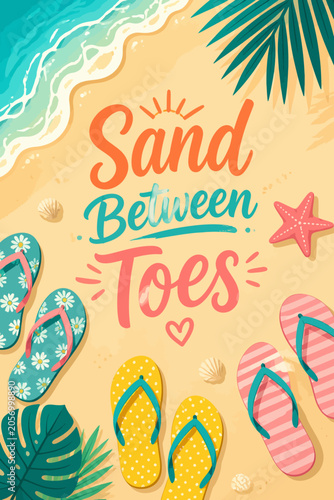 Sand Between Toes Summer Beach Vacation Vector Illustration Design